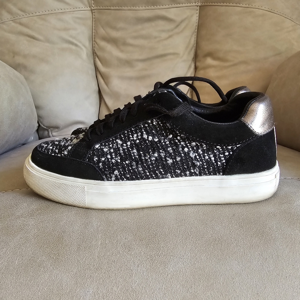 Birdies Elegant Cardinal Orbit Boukle And Suede Black Silver Sneakers‎ Size 7.5